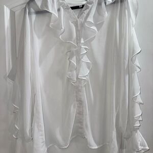 Elegant White Ruffled Women's Top